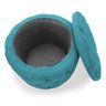 Puff Redondo Classico Capitonê Suede Azul Turquesa - 5