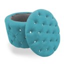 Ver imagem 4 de Puff Redondo Classico Capitonê Suede Azul Turquesa