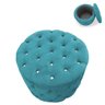 Puff Redondo Classico Capitonê Suede Azul Turquesa - 2