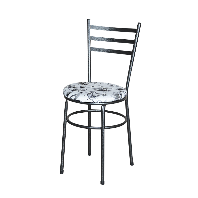 4 Cadeiras Epoxi Preta Craqueada Assento :Floral Branco - 2