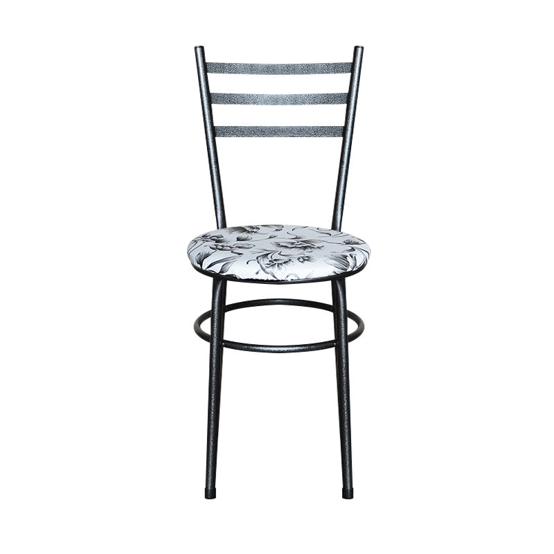 4 Cadeiras Epoxi Preta Craqueada Assento :Floral Branco - 3