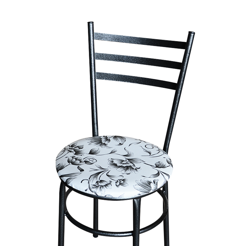 4 Cadeiras Epoxi Preta Craqueada Assento :Floral Branco - 5