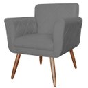 Ver imagem 2 de Kit 2 Poltronas Decorativas Isabela Em Tressê Pés Palito Suede Cinza - Ds Estofados