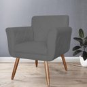 Ver imagem 3 de Kit 2 Poltronas Decorativas Isabela Em Tressê Pés Palito Suede Cinza - Ds Estofados