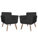Ver imagem 1 de Kit 2 Poltronas Decorativas Isabela Em Tressê Pés Palito Suede Preto - Ds Estofados