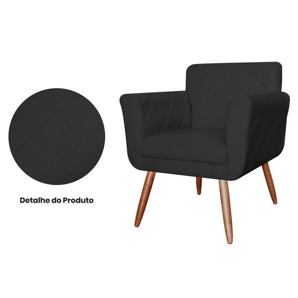 Kit 2 Poltronas Decorativas Isabela Em Tressê Pés Palito Suede Preto - Ds Estofados - 5