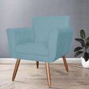 Ver imagem 3 de Kit 2 Poltronas Decorativas Isabela Em Tressê Pés Palito Suede Azul Turquesa - Ds Estofados