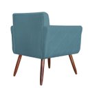 Ver imagem 4 de Kit 2 Poltronas Decorativas Isabela Em Tressê Pés Palito Suede Azul Turquesa - Ds Estofados