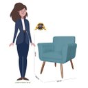 Ver imagem 6 de Kit 2 Poltronas Decorativas Isabela Em Tressê Pés Palito Suede Azul Turquesa - Ds Estofados