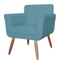 Ver imagem 2 de Kit 2 Poltronas Decorativas Isabela Em Tressê Pés Palito Suede Azul Turquesa - Ds Estofados