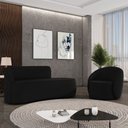 Ver imagem 2 de Sofá 3 Lugares Orgânico 180cm Morgan e Poltrona Lua Veludo Preto D03 - D’Rossi