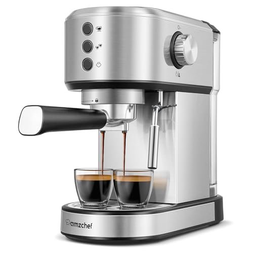 Amzchef Máquina de Café Expresso 20 Bar com Vaporizador de Leite (prata ...