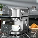 Ver mais imagens de Amzchef Máquina de Café Expresso 20 Bar com Vaporizador de Leite (prata)