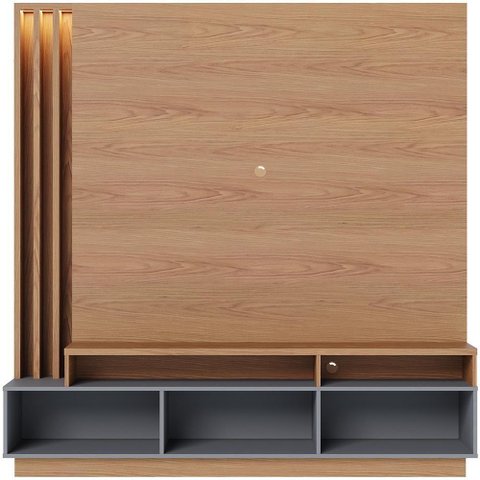Estante Painel para Tv 65 Pol com Led Alencar C04 Freijó Cinza Fosco - Lyam Decor
