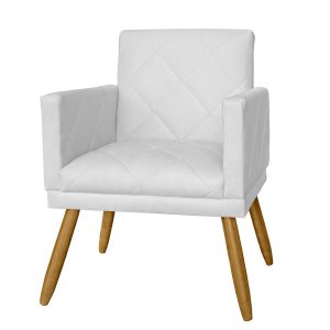 Poltrona Decorativa Pés Palito Nina Estilo Matelassê Branco - DS Estofados