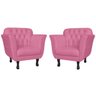 Kit 2 Poltronas Decorativas Pés Luis xv Suede Rosa - Ds Estofados - 1