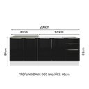 Ver imagem 4 de Kit com 2 Balcões de Cozinha Madesa Lux 4 Portas 3 Gavetas (Sem Tampo e Pia) Branco/Preto