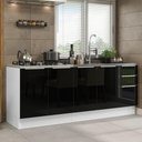 Ver imagem 1 de Kit com 2 Balcões de Cozinha Madesa Lux 4 Portas 3 Gavetas (Sem Tampo e Pia) Branco/Preto