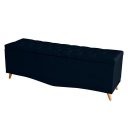 Ver imagem 3 de Kit Helena Cabeceira de Cama Painel e Calçadeira Baú King 195 Cm Suede Azul Marinho Eli Móveis e Dec