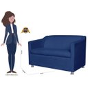 Ver imagem 4 de Namoradeira Decorativa Tilla Pés Cromados Suede Azul Marinho