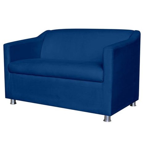 Namoradeira Decorativa Tilla Pés Cromados Suede Azul Marinho