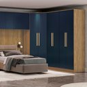 Ver imagem 4 de Guarda-roupa 4 Portas 2 Gavetas Kappesberg Adapt Nogueira/azul Profundo 158cm