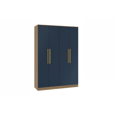 Guarda-roupa 4 Portas 2 Gavetas Kappesberg Adapt Nogueira/azul Profundo 158cm