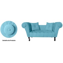 Recamier Divã Namoradeira Dubai Capitonê Suede Azul Turquesa - 5