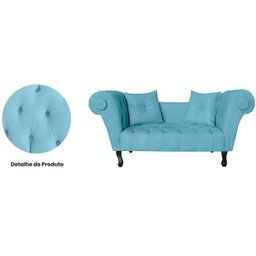 Recamier Divã Namoradeira Dubai Capitonê Suede Azul Turquesa - 4