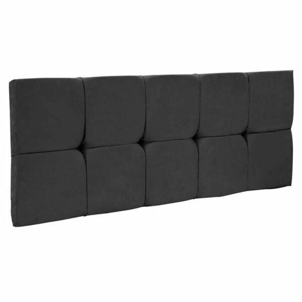 Painel Cabeceira De Casal Queen 160cm Para Cama Box Nina Suede Preto - DS Móveis - 1