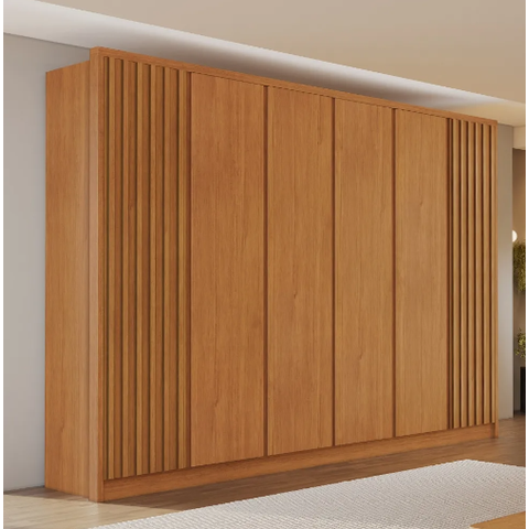 Guarda Roupa Zurich Nature 100% MDF 6 Portas 2 Ripadas e 4 Lisas com 6 Gavetas - Bianchi Móveis