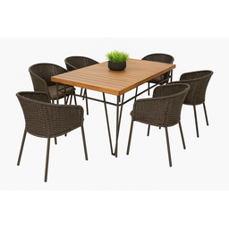 Mesa de Jantar Retangular 6 Cadeira Gourmet Geane Marrom - 1