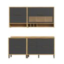 Ver imagem 3 de Armário de Cozinha Compacta Modulada 4 Peças 7 Portas com Vidro 200cm 100% MDF Vicenza Espresso Móveis Cinza/Amêndoa/Chumbo