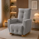 Ver imagem 1 de Poltrona de Amamentação Luna  com Puff e Balanço Suave em Boucle – Conforto, Elegância e Qualidade