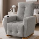 Ver imagem 2 de Poltrona de Amamentação Luna  com Puff e Balanço Suave em Boucle – Conforto, Elegância e Qualidade