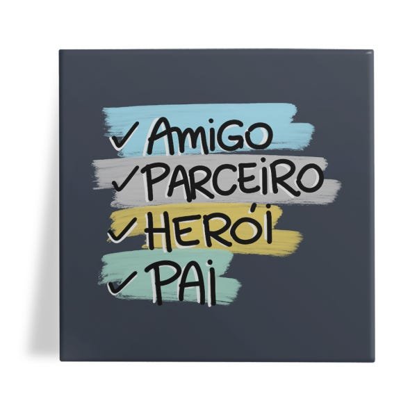 Azulejo Decorativo 15x15cm Amigo, Parceiro, Herói, Pai Presentes Romero Com Suporte