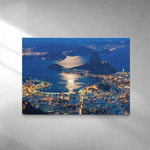 Quadro  Noite no Rio de Janeiro  80x120 Borda Infinita