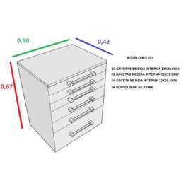 Gaveteiro Auxiliar Odontológico com 6 Gavetas Branco - Ds Móveis - 9