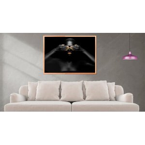 Quadro  Beleza em Preto e Dourado  60x90 Borda Infinita