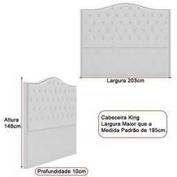 Cabeceira para Cama Box King 203cm Diesis Linho Bege - Sallar Home - 2