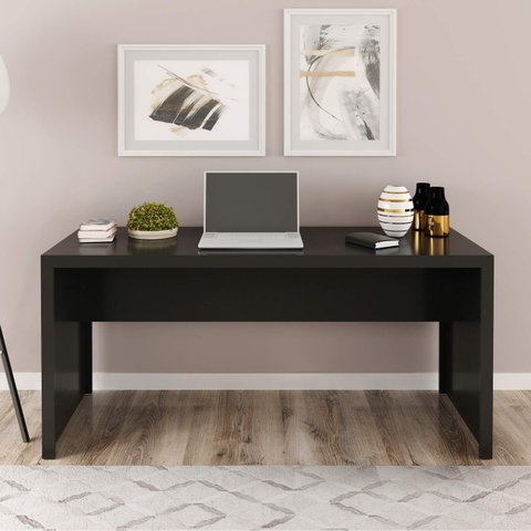 Mesa para Escritório Escrivaninha Office 163cm Preto - Tecno Mobili