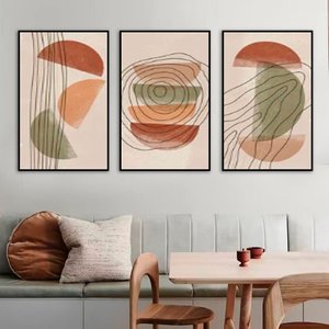 Kit com 3 Quadros Decorativos 70x50 Cm Minimalista com Moldura Caixa Preta 3cm Profundidade