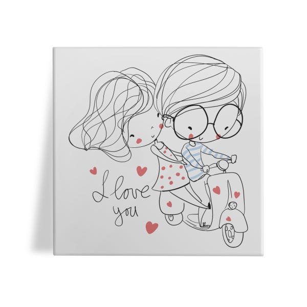 Azulejo Decorativo 15x15cm I Love You Presentes Romero Com Suporte