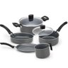Jogo de Panelas Cinza 5 Peças Antiaderente Tampa de Vidro Alegrette - 1