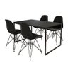 Mesa Industrial Base Ferro Preto Tampo 137x90 Preto 4 Cadeiras Ferro Preto Assento Preto - 2