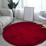 Tapete Sala Shaggy Pelo Alto Felpudo 2 x 2 Metros Redondo Casa Dona Vermelho - 1