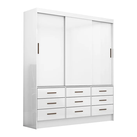 Guarda Roupa Sevilha 3 Portas 9 Gavetas sem Espelho Carioca Moveis Branco