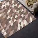 Ver imagem 3 de Tapete Sala Quarto Antiderrapante 1,00x1,40M Geométrico Moderno Marrom Casa Dona