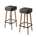 Ver imagem 1 de Kit 2 Banquetas Alta Megan Balcão Bar Bancada Bistrô Gourmet Estrutura Pés Madeira Natural - Cores -