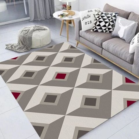 Tapete para Sala 100 x 140cm Antiderrapante sem Pelo Geometrico Shapes Casa Dona